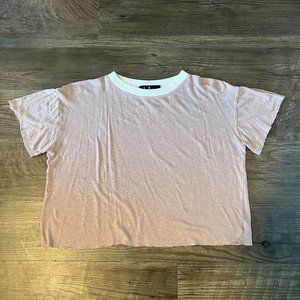 Lulu's Lightweight Short Sleeve Tee, Light Red with White Collar, Small